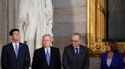 Os líderes republicanos e democratas esta semana no Congresso.