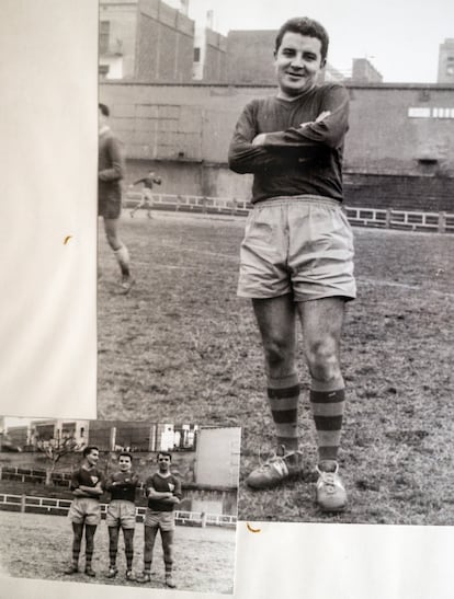 Minguella de joven, en un partido de fútbol amateur. 