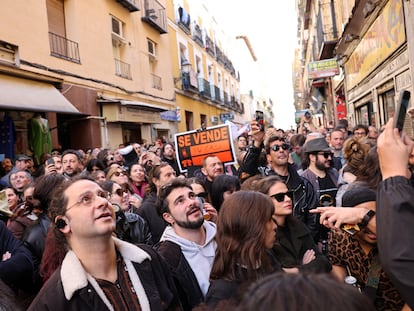 Protesta vecinal en Madrid contra la adquisición de pisos por parte de fondos de inversión en Madrid, el pasado 3 de febrero.