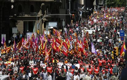 Manifestación en el centro de Barcelona.