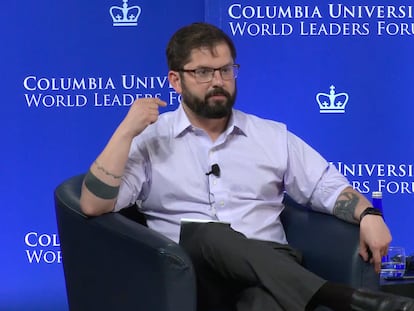 Gabriel Boric, presidente de Chile, interviene en el Columbia World Leaders Forum en Nueva York, el 22 de septiembre de 2022.