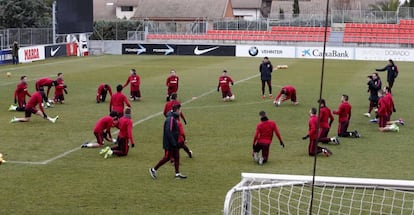 El entrenamiento del Atlético.