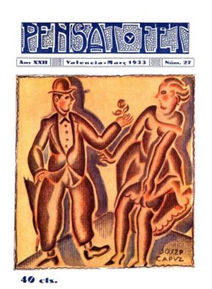 Portada de Pensat i Fet de 1934 ilustrada por Josep Capuz.