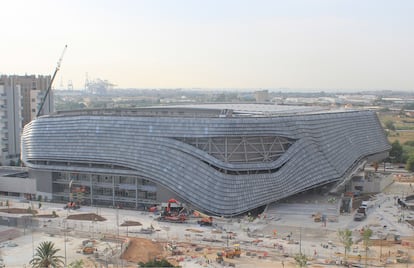 Estado actual de las obras del Roig Arena, en Valencia.