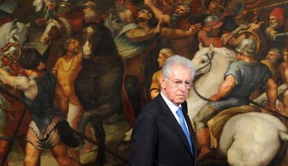 El primer ministro italiano, Mario Monti, en el palacio Chigi de Roma, el pasado miércoles.