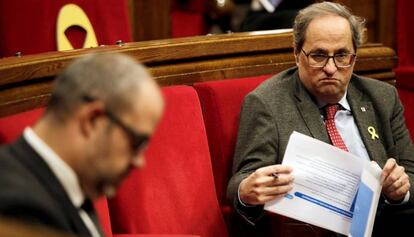 Quim Torra, en el Parlament, este jueves.