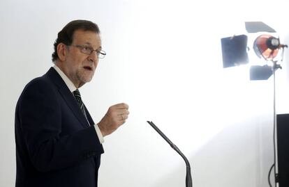Mariano Rajoy, durante su intervención en la inauguración de la nueva sede del Consejo General de Procuradores de España en Madrid.