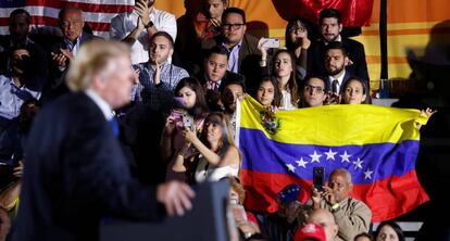 Trump, durante su discurso en Miami este lunes. 