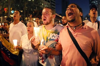 Una protestas de la oposici&oacute;n en Caracas.