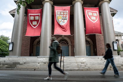 Detalle de una de las fachadas de la Universidad de Harvard en Cambridge (Massachusetts).