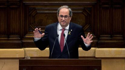 El presidente de la Generalitat, Quim Torra , interviene en el Debate de Política General en el Parlament.