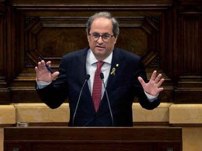 El presidente de la Generalitat, Quim Torra , interviene en el Debate de Política General en el Parlament.
