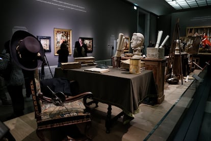 View of the exhibition 'Rubens' workshop', which includes a staging of said workshop, and more than 30 works, at the Prado Museum.