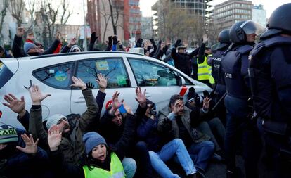 Huelga de taxistas en Madrid.