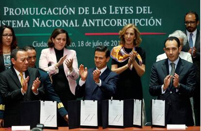 Peña Nieto en la promulgación del Sistema Anticorrupción el pasado julio