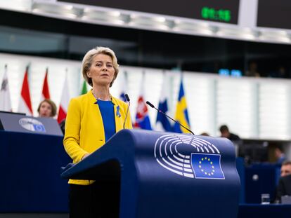 Ursula von der Leyen, presidenta de la Comisión Europea, en el Parlamento el pasado día 14.
