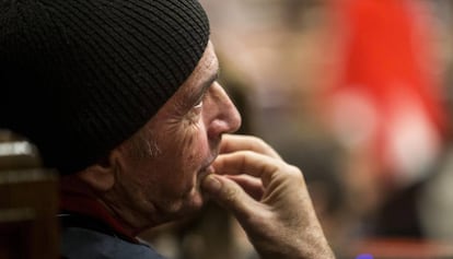 Lluís Llach ayer en el Parlamento de Cataluña.