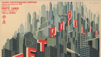 Cartel de Boris Bilinsky para el estreno en Francia de la película 'Metropolis' (1927) de Fritz Lang.