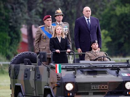 La primera ministra de Italia, Giorgia Meloni, durante la celebración del día del ejército el pasado 3 de mayo.