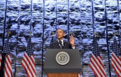 El presidente estadounidense, Barack Obama, pronuncia unas palabras en el foro SelectUSA, organizado por primera vez por el Departamento de Comercio y que congrega a empresarios e inversores de todo el mundo, en Washington DC, EE.UU..