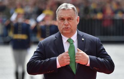 El primer ministro húngaro, Viktor Orbán, en Sibiu (Rumanía), el pasado 9 de mayo.