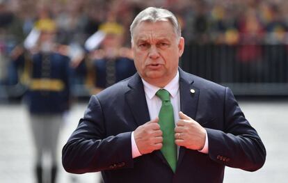 El primer ministro húngaro, Viktor Orbán, en Sibiu (Rumanía), el pasado 9 de mayo. 