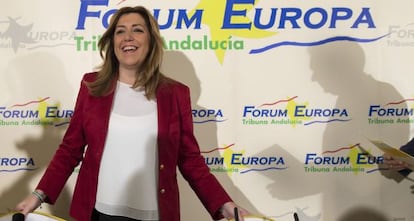 Susana Díaz, en el desayuno informativo del Fórum Europa, en Sevilla.