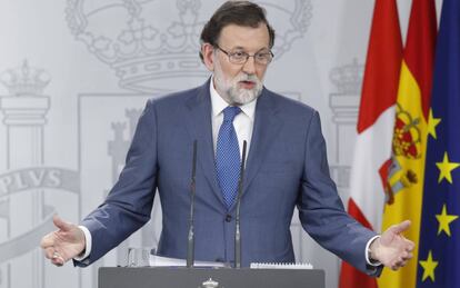 El presidente del Gobierno Mariano Rajoy este viernes en el palacio de la Moncloa.