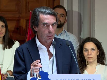 El expresidente del Gobierno José María Aznar en un acto del PP en Cuenca este viernes.