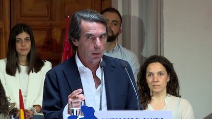 El expresidente del Gobierno José María Aznar en un acto del PP en Cuenca este viernes.