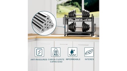 Escurreplatos vertical sobre fondo blanco.