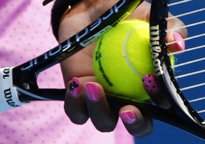Detalle de las uñas de Williams en el Open de Australia de enero de 2014.