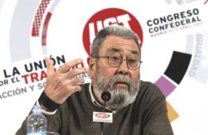 El secretario general de UGT, Cndido Mndez, durante la presentacin del 41 Congreso Confederal del sindicato.