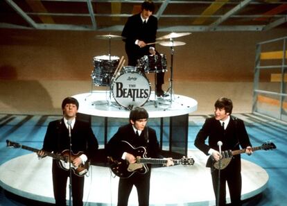 Os Beatles, no programa 'Ed Sullivan Show', em 1964.