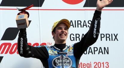 &Agrave;lex Marquez en el podio de Motegi.