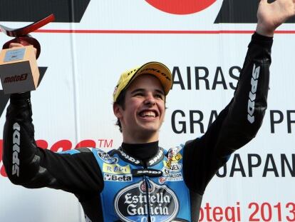 &Agrave;lex Marquez en el podio de Motegi.