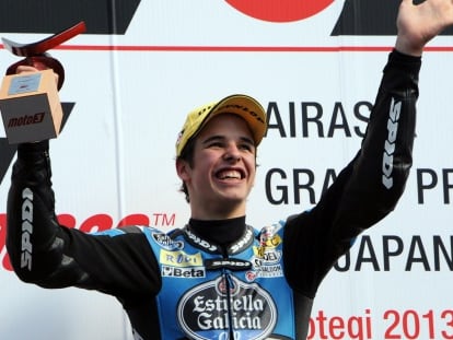 &Agrave;lex Marquez en el podio de Motegi.