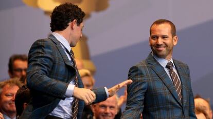 Sergio García y Rory McIlroy en la presentación de la Ryder Cup 2014.