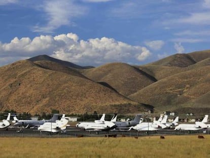 El aeropuerto de Sun Valley (Idaho), lleno de aviones privados.