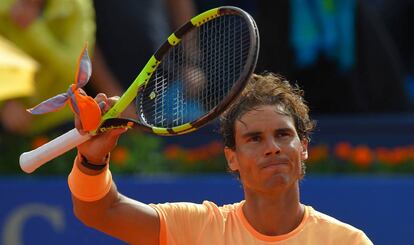 Rafa Nadal celebra su victoria ante Granollers.