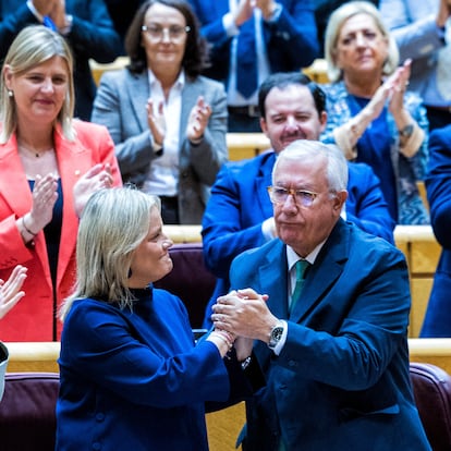 DVD 1236 (14/10/24)  Pleno del Senado tras el aplazamiento por parte del PP de la votación de la reforma que convalidaba la pena a presos de ETA. El Senado, con la mayoría absoluta del PP, ha rechazado con 148 votos frente a 111 a favor y dos abstenciones, el proyecto de ley sobre intercambio de información de antecedentes penales y consideración de resoluciones judiciales penales en la Unión Europea en el que se incluye la enmienda de Sumar por la que se acortarán las penas de prisión que cumplen más de cuatro decenas de etarras. Marimar Blanco  © Claudio Ávarez