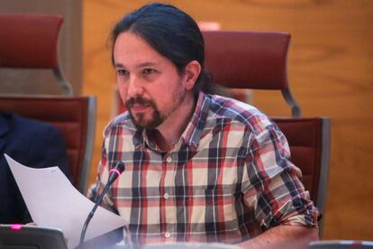 Pablo Iglesias, secretario general de Podemos, en el Senado.