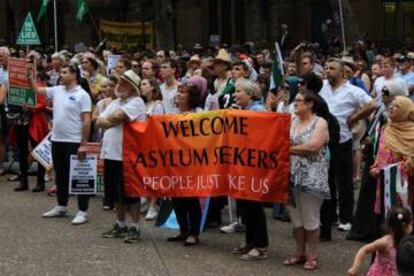 Manifestación en Sidney en contra del tratamiento que se da a los refugiados en el país.