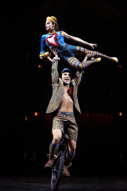 Uno de los números presentados en el ensayo general. Escrito y dirigido por David Shiner, 'Kooza' vuelve a los orígenes de Cirque du Soleil, combinando dos tradiciones circenses: las acrobacias y los payasos.