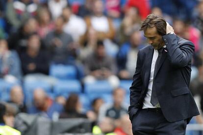 El entrenador del Real Madrid Julen Lopetegui, durante el partido.