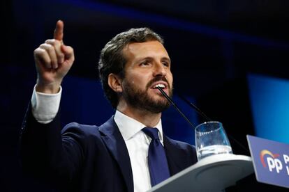 Pablo Casado, este viernes en el cierre de campaña del PP en Madrid.