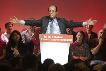 François Hollande durante un mitin del Partido Socialista Francés en París.