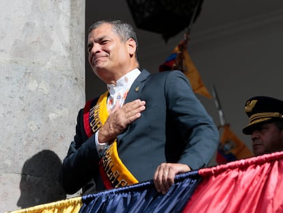 El expresidente Rafael Correa en el Palacio de Carondelet en Quito, el 24 de mayo de 2017.