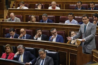 El l&iacute;der de Ciudadanos, Albert Rivera en el Congreso de los Diputados. 
 
 