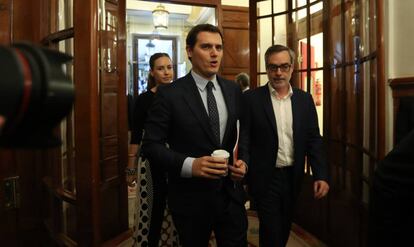 Albert Rivera, líder de Ciutadans, a la seva arribada al Congrés dels Diputats.